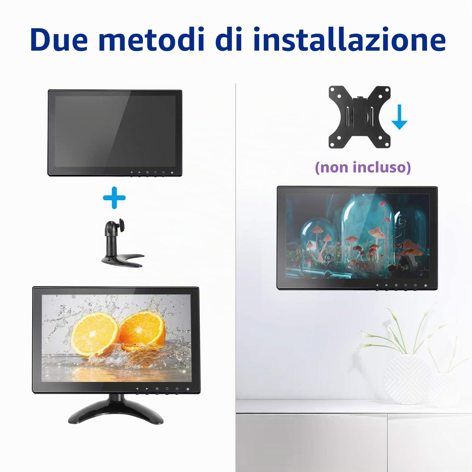 Monitor CCTV IPS LCD HDMI 10,1 Pollici Ampio Angolo di Visuale con AV/VGA/HDMI/BNC/AUX/porte Audio Integrato, Per la Sicurezza della Casa, Telecamera CCTV IP, Schermo del PC