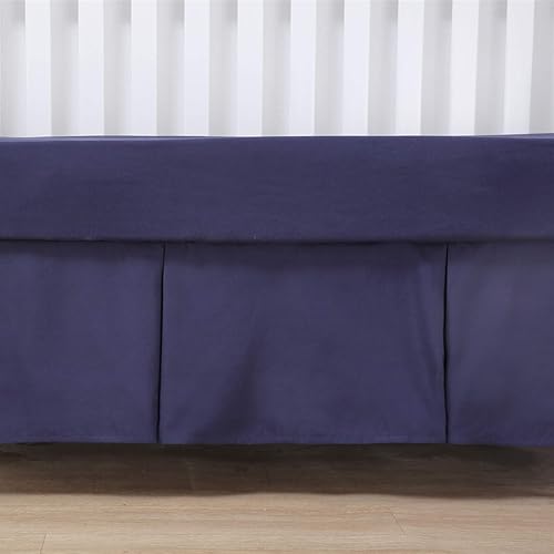 Miniatura 9 de Belsden Falda de cuna con plataforma tejida duradera, ambos lados largos plisados, esquinas divididas con volantes de polvo para una fácil