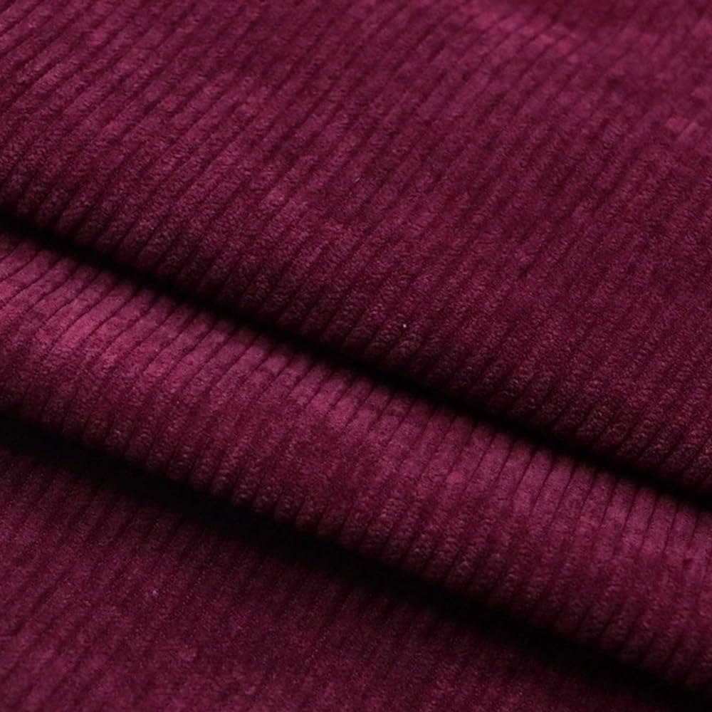 Corduroy Fabric 8 Wale Polyester 58" Width for DIY Sewing Crafts, Apparel, Home Design, Pants, Coat Cut by The Yard (Burgundy)