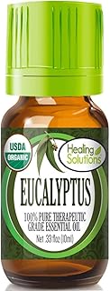 Healing Solutions Oils - 0.33 oz Organic Eucalyptus Essential Oil Undiluted Pure Eucalyptus Oil for Hair Diffuser Skin - 1...