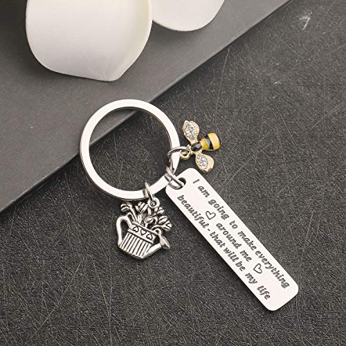 bobauna Gardener Keychain I am Going to Make Everything Around Me Beautiful Gardening Jewelry Gift for Florist Plant Lover4
