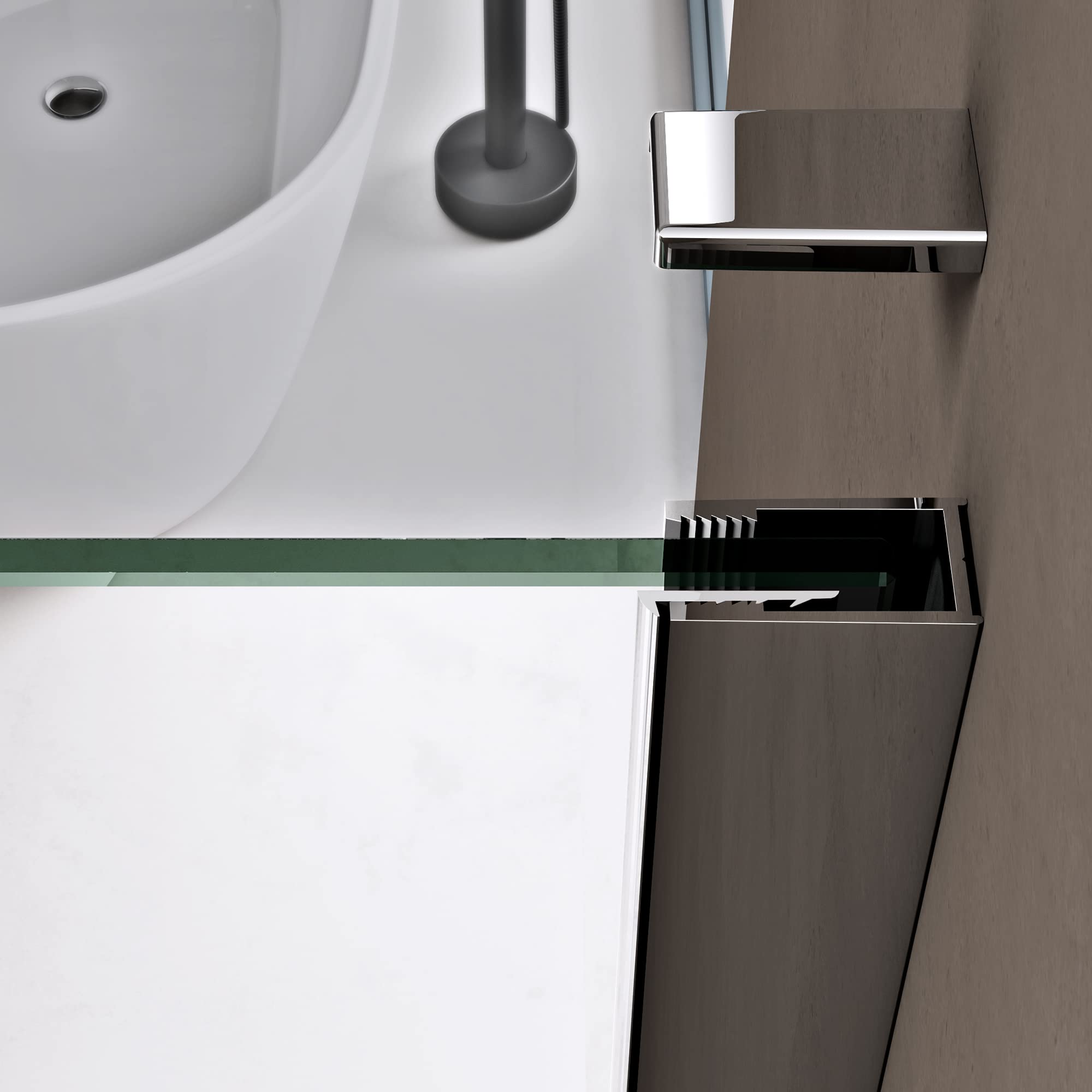 doporro Cabine de Douche en Angle Montage réversible 90x90x195 Paroi de Douche Design Ravenna36K-Plus Porte Pivotante Autolevante en Verre Transparant de 8mm