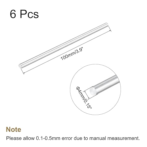 Miniatura 2 de MECCANIXITY Varilla redonda de aluminio macizo de 0.157 in de diámetro y 3.937 in de longitud, para manualidades, paquete de 6