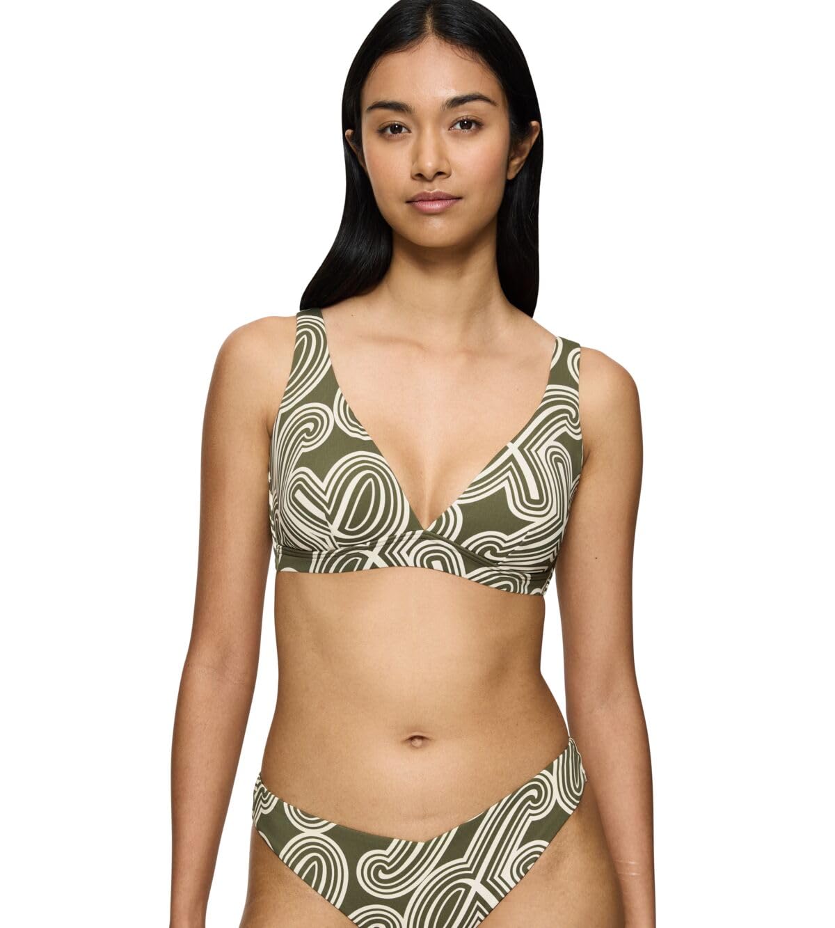 Triumph Women's Flex Smart Summer P Plunge pt Bikini Top, Green - Light Combination, 2