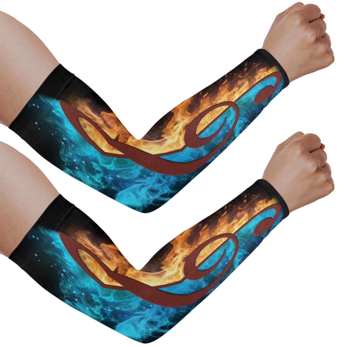 Gardening Sleeves for Women Men Arm Sleeves Music Water Fire Anti-Slip Defense Sun Protection Sleeves Breathable UV Cooling Farmer Sleeves Cover Arms for Sport Outdoor Running