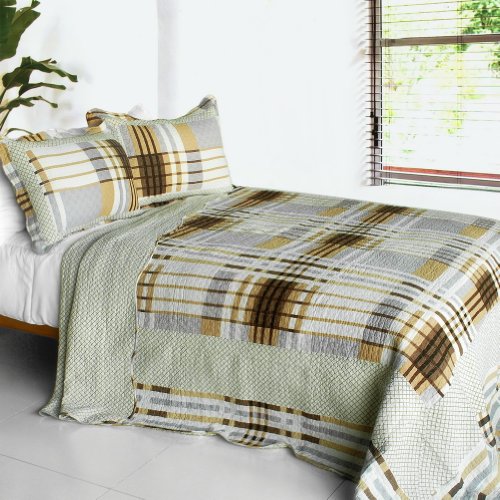 Blancho Bedding [Mermaid Melody] 3PC Cotton Vermicelli-Quilted Printed Quilt Set (Full/Queen Size)