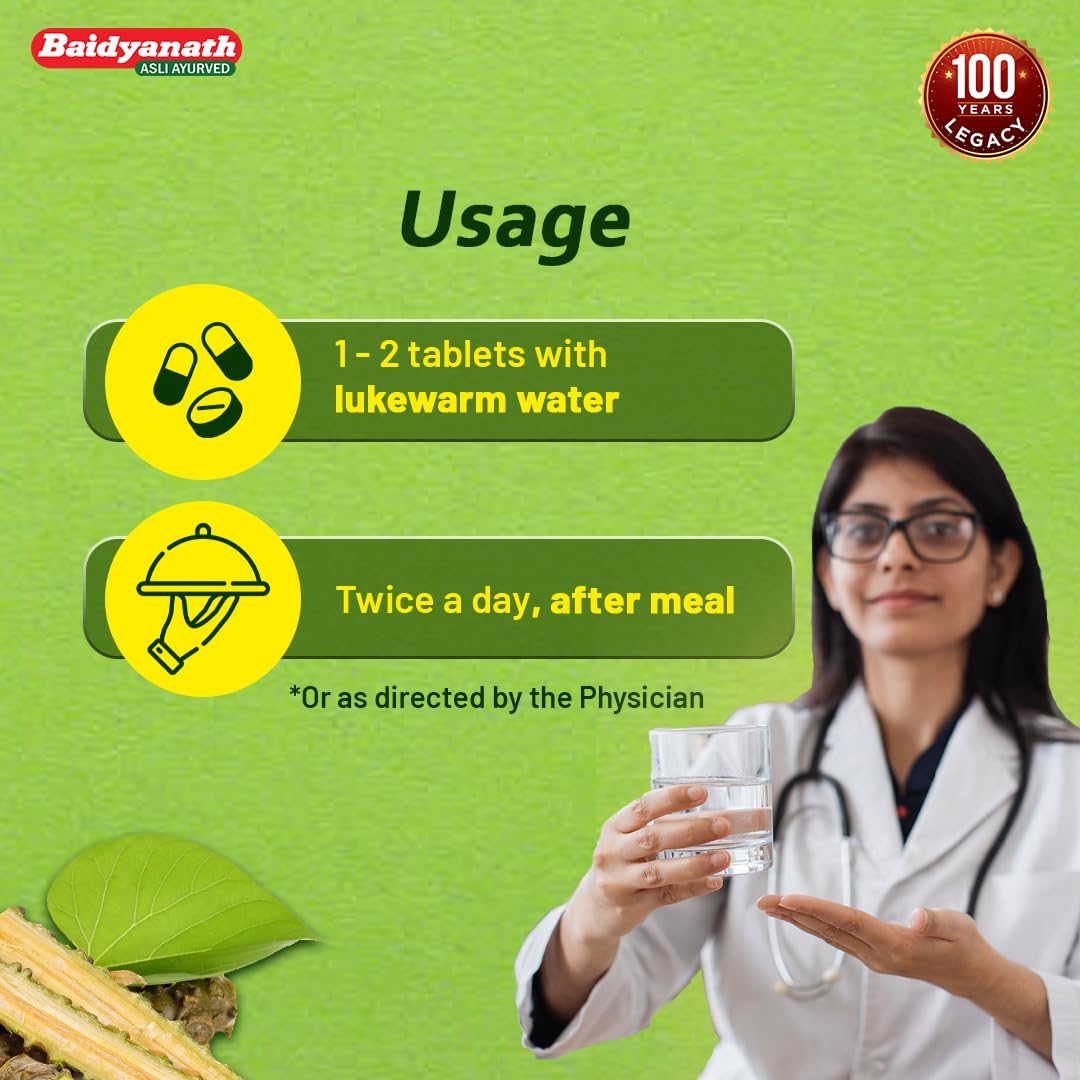 Baidyanath Giloy Ghan Bati 60 Tablets | Boosts Immunity & Digestion | Ayurvedic Guduchi Tablets for Fever, Detox, Acidity & Skin | Herbal Supplement for Health & Wellness | (Pack of 2)