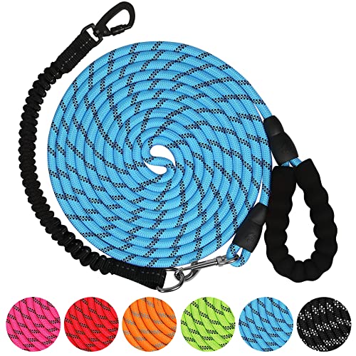 Dog Leash - 5FT 10FT 15FT 20FT 30FT 50FT 100FT Heavy Duty Leash with Swivel Lockable Hook and ,Reflective Threads Bungee Dog Leash for Walking,Hunting,Camping Yard for Small Medium Large Dog