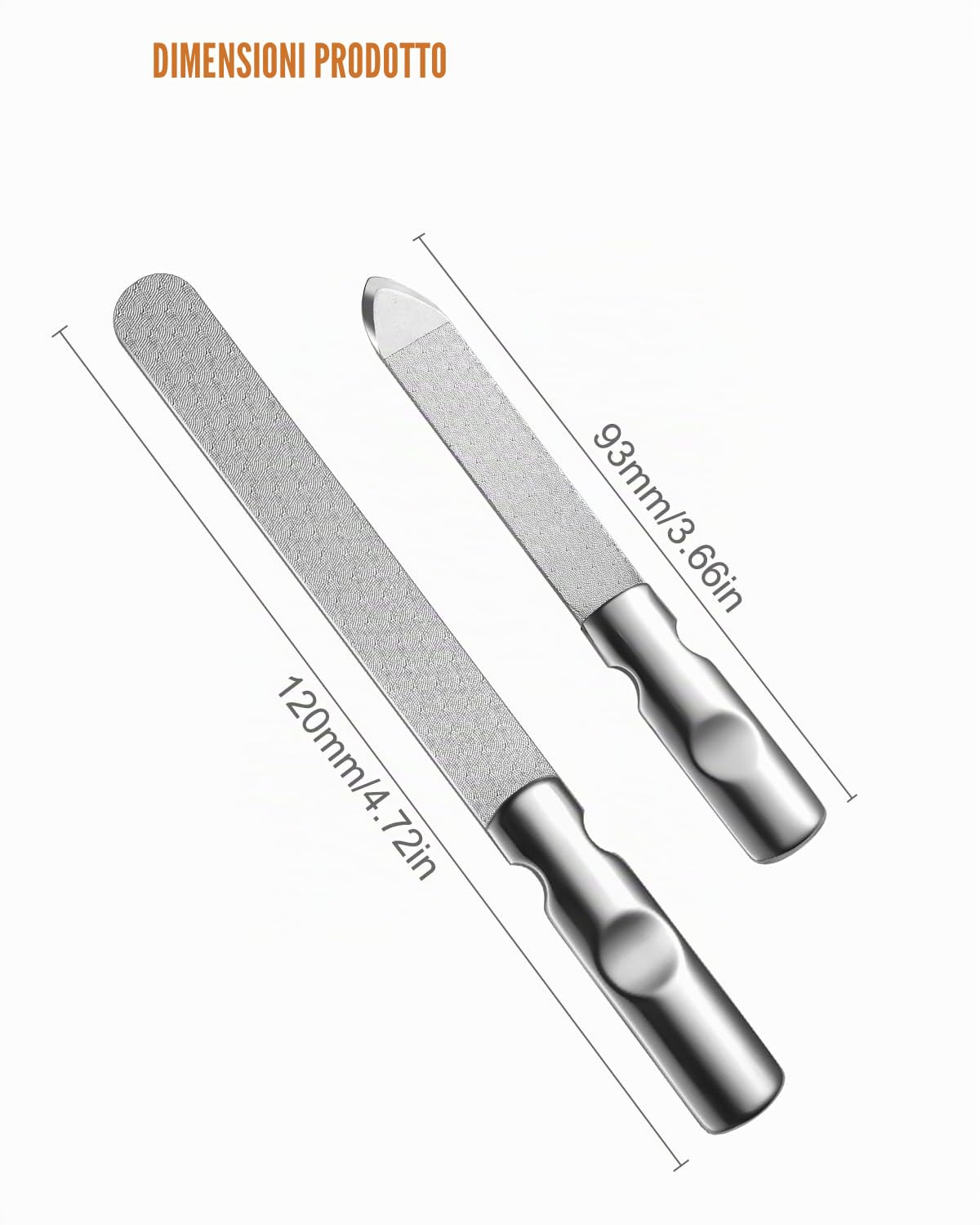 FVION Lime per Unghie in Acciaio Inossidabile - 2 Pezzi Lime Professionali per Unghie Doppia Faccia, Limetta Unghie in Metallo per Manicure e Pedicure
