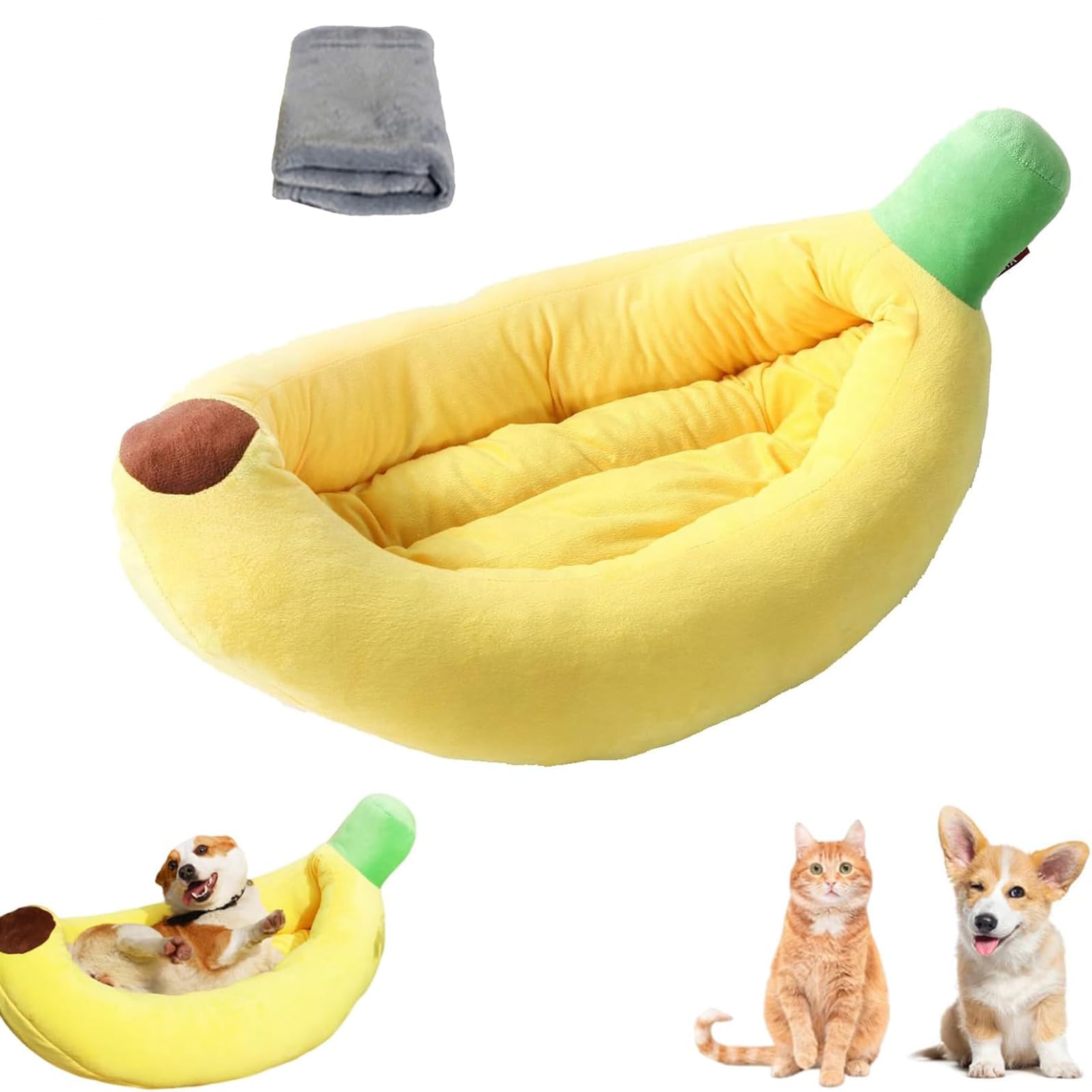 Amazon | 犬 ベッド 涼しい ビッグ 通年 大きめ バナナ型 ペットベッド