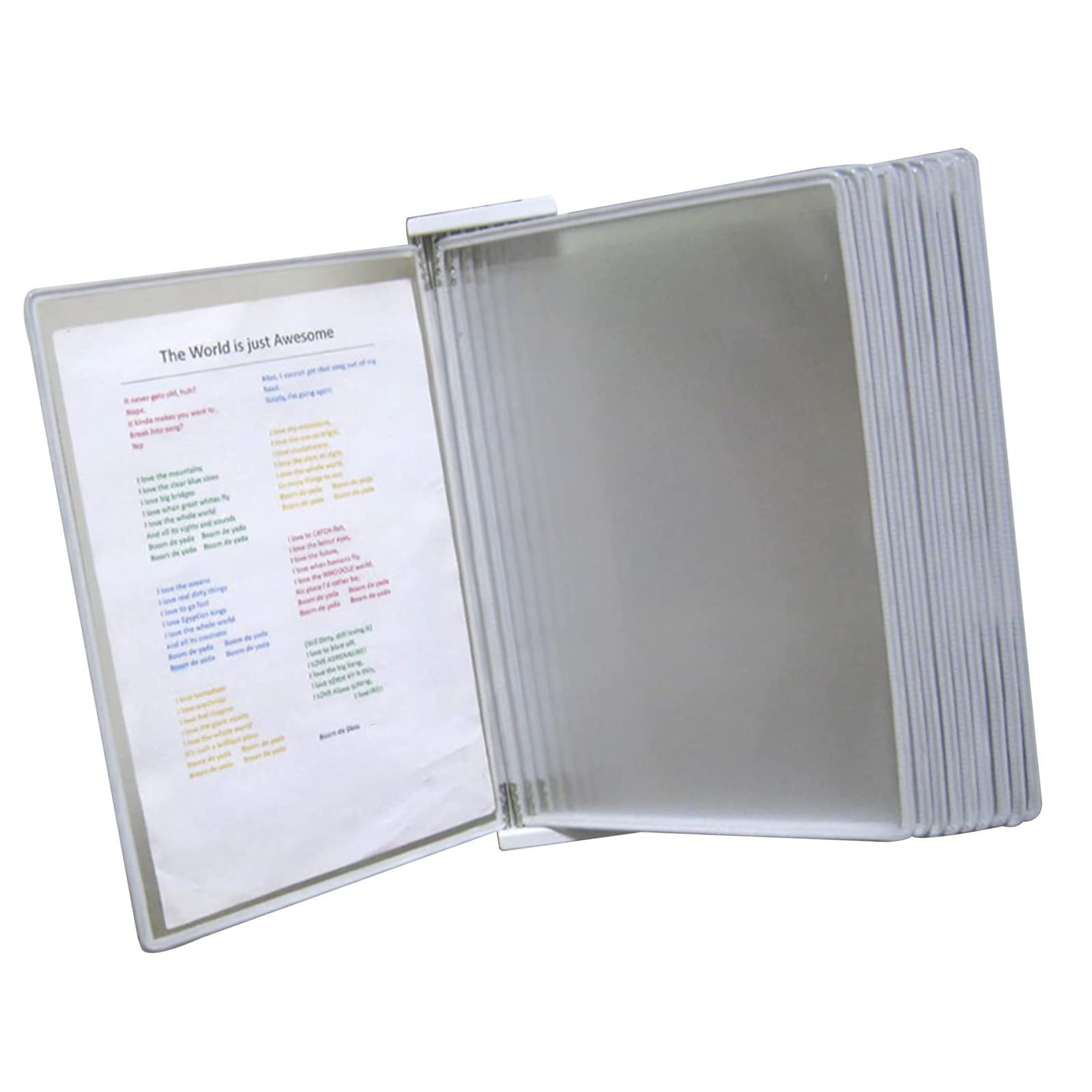 MYUYEE Wall Mount Reference Organizer - Catalog Display Rack, 10 Double-Sided Panels, A4 Letter-Size Wall Mounted Reference System, For Offices, Workshops, Exhibition Halls, Hot(Grey)
