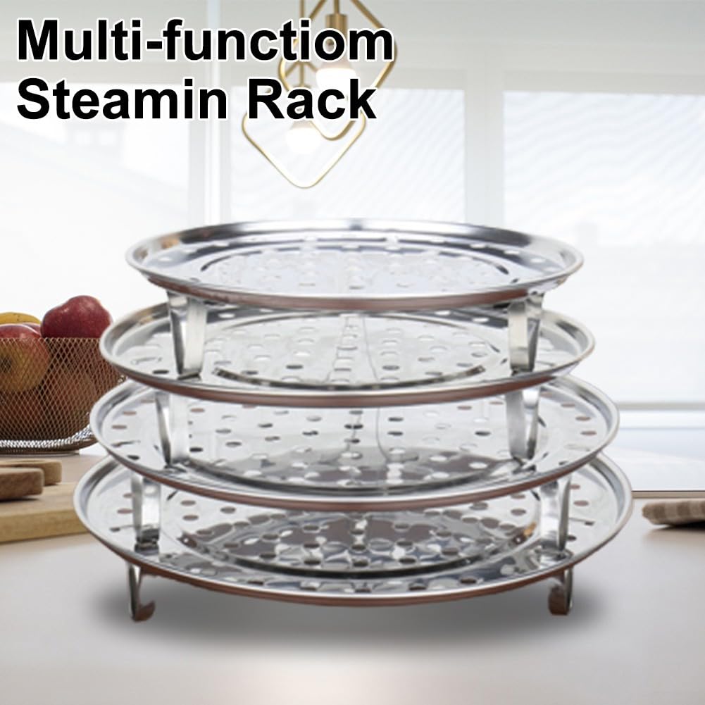 Bandeja de vapor ajustable de acero inoxidable con 3 soportes desmontables para ollas, sartenes, utensilios de cocina, placa de vapor redonda de 18 a 30 cm (20 cm)