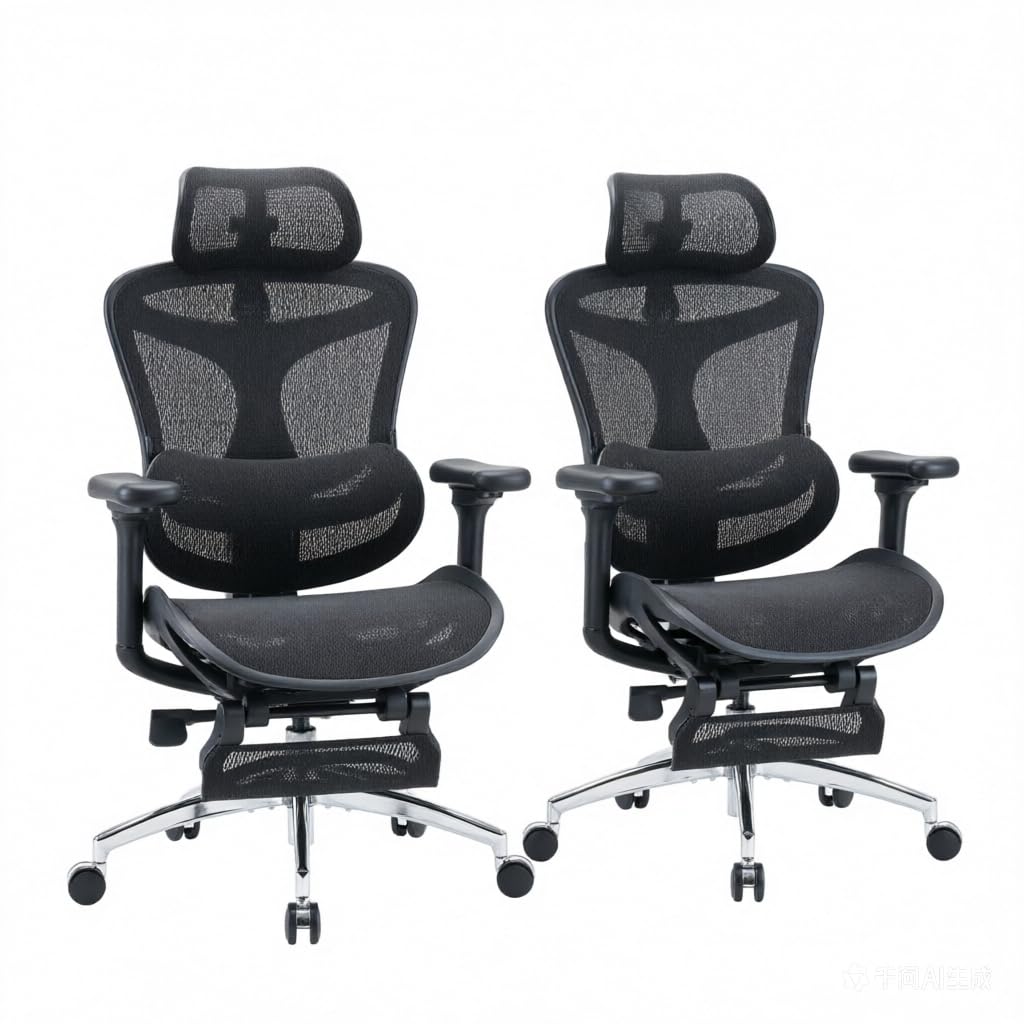 SIHOO Doro C300 Ergonomic Office Chair with Footrest, Ultra Soft 3D Armrests, Dynamic Lumbar Support for Home Office Chair, Adjustable Backrest Desk Chair, Big and Tall Computer Chair 2 Packs (Black)