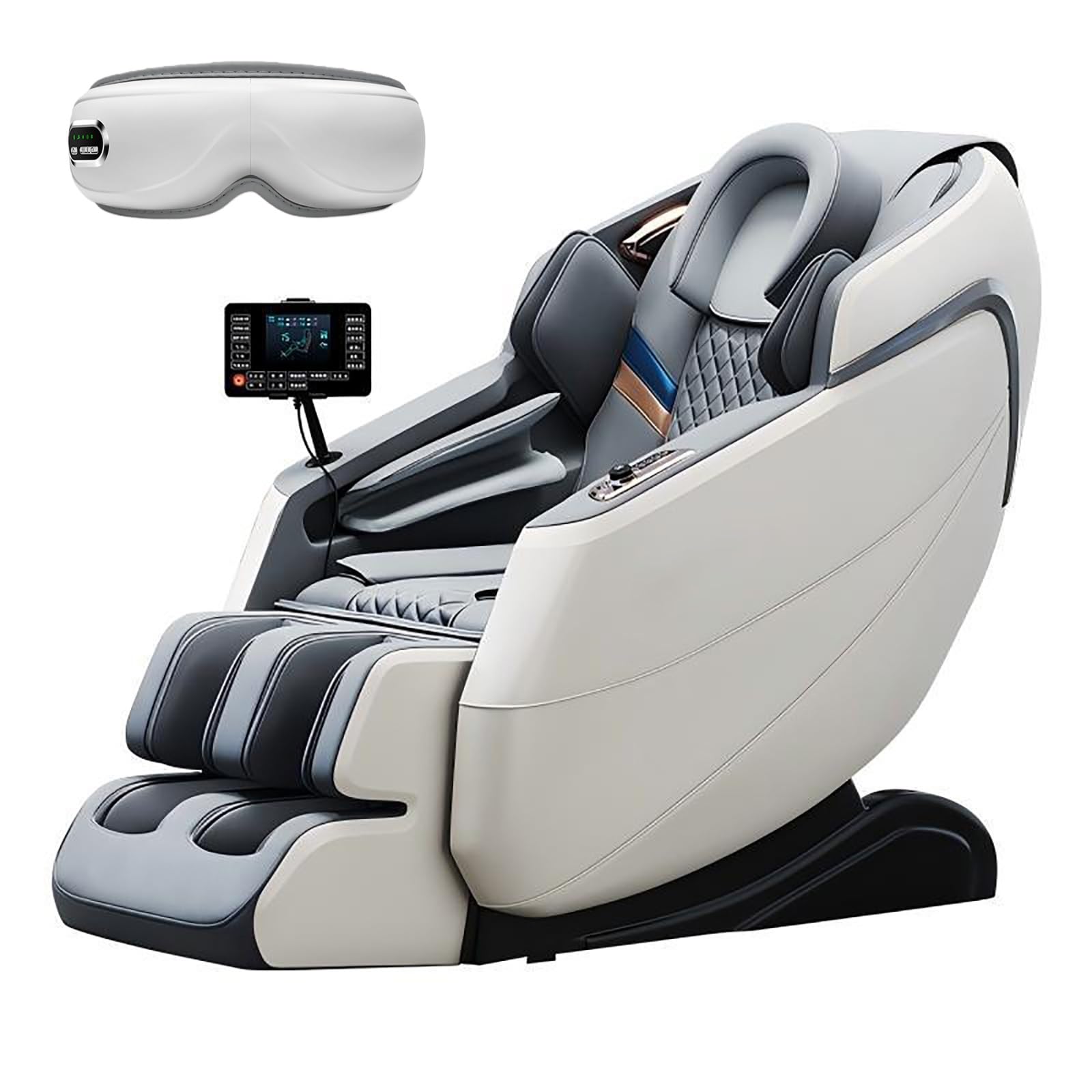 Poltrona Massaggio 4D Con Guida SL, Massaggio Ad Aria Corpo Intero Riscaldamento Lombare E Gambe Reclinazione Zero Gravity Per Esperienza Di Relax Ultimativa A Casa(White)