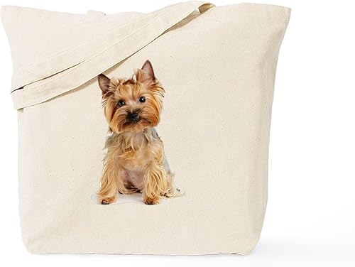 CafePress Yorkie - Bolsa de lona para compras, Caqui, Bolso tote Yorkie
