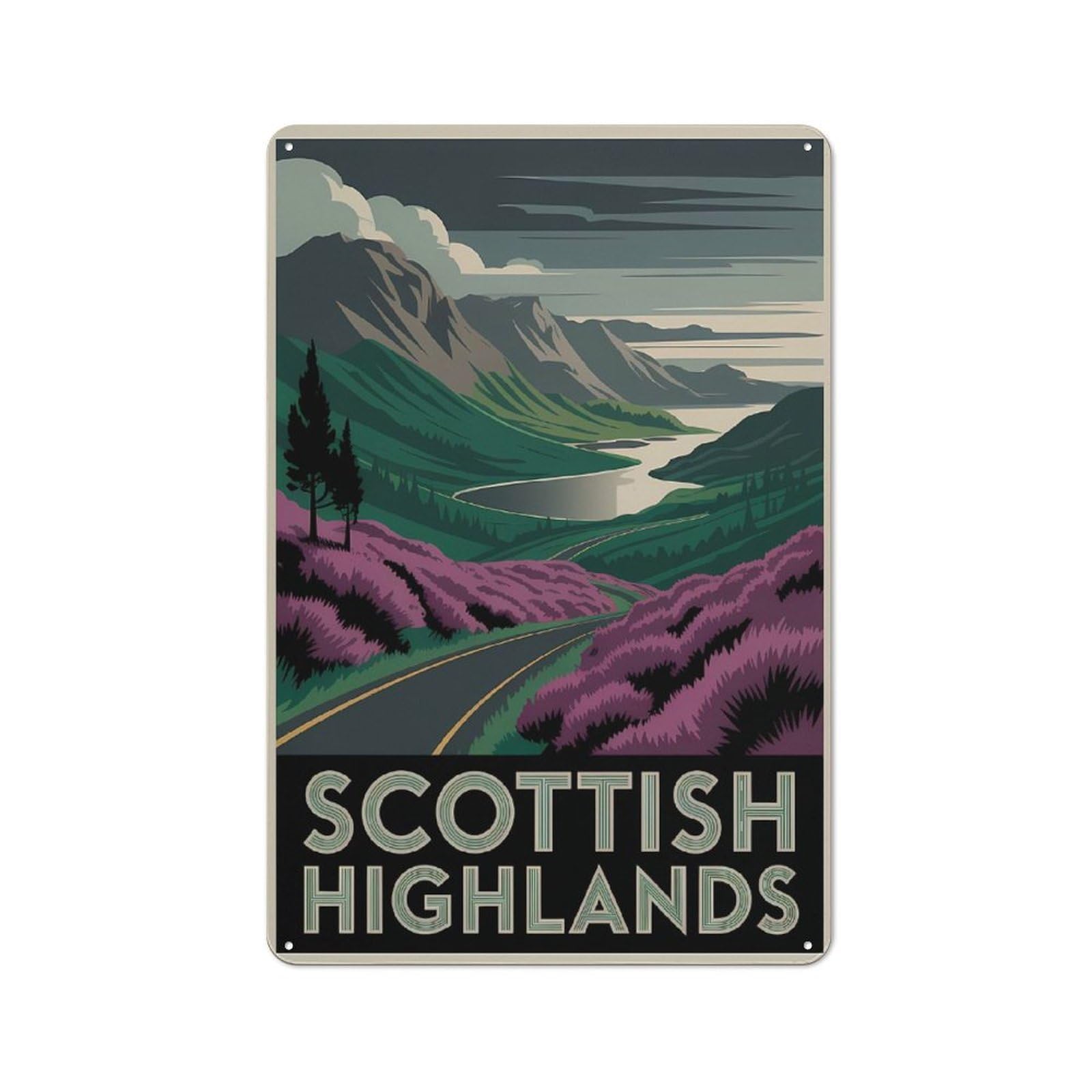 Junmoney Style-22 Smart Scottish Highlands Travel Office Metal Sign 30X20cm, Creative Space Decor For Home Office, Reading Corner Or Bedroom