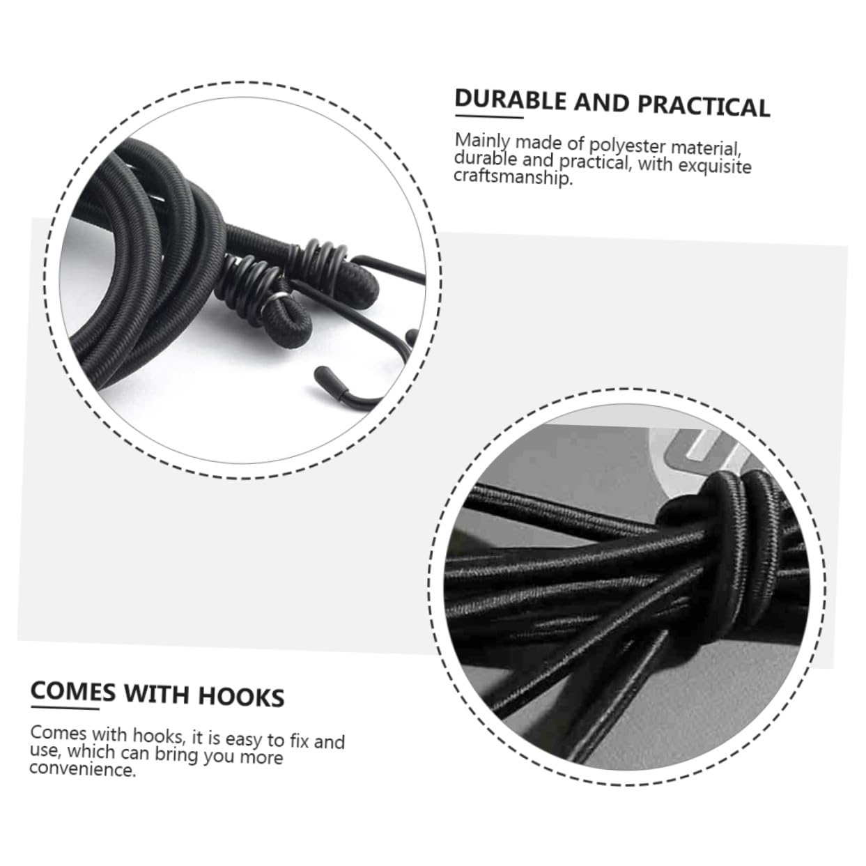 Gatuida 4pezzi Cordine Elastica Gancio Corda Elastica per Bagagli Corda da Campeggio Resiliente e Pratica per Fissaggio di Tende e Trasporto Facile