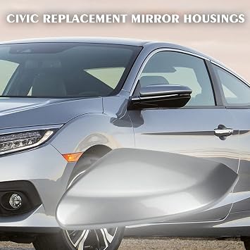 1 Pair Glossy Grey Side Mirror Cover Cap Housing Compatible with Honda Civic 2016-2019 2020 2021 Honda Insight 2019-2021, Direct Replacement