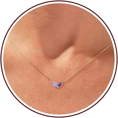 Birthstone Necklace for Women Dainty Gold Necklace with 2 Birthstone Christmas Stocking Stuffers Teen Girl Gifts Trendy Stuff Birthday Gift Moms 2025 Graduation Gift Adjustable Anniversary Jewelry for Daughter Girlfriend Friend