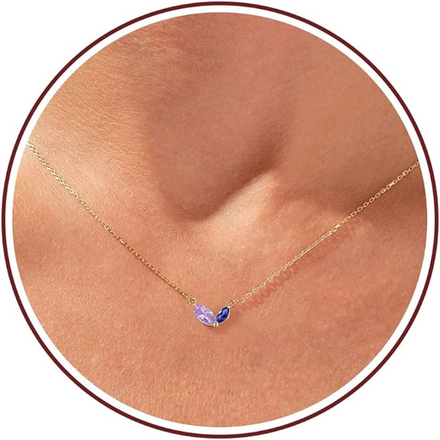Birthstone Necklace for Women Dainty Gold Necklace with 2 Birthstone Christmas Stocking Stuffers Teen Girl Gifts Trendy Stuff Birthday Gift Moms 2025 Graduation Gift Adjustable Anniversary Jewelry for Daughter Girlfriend Friend