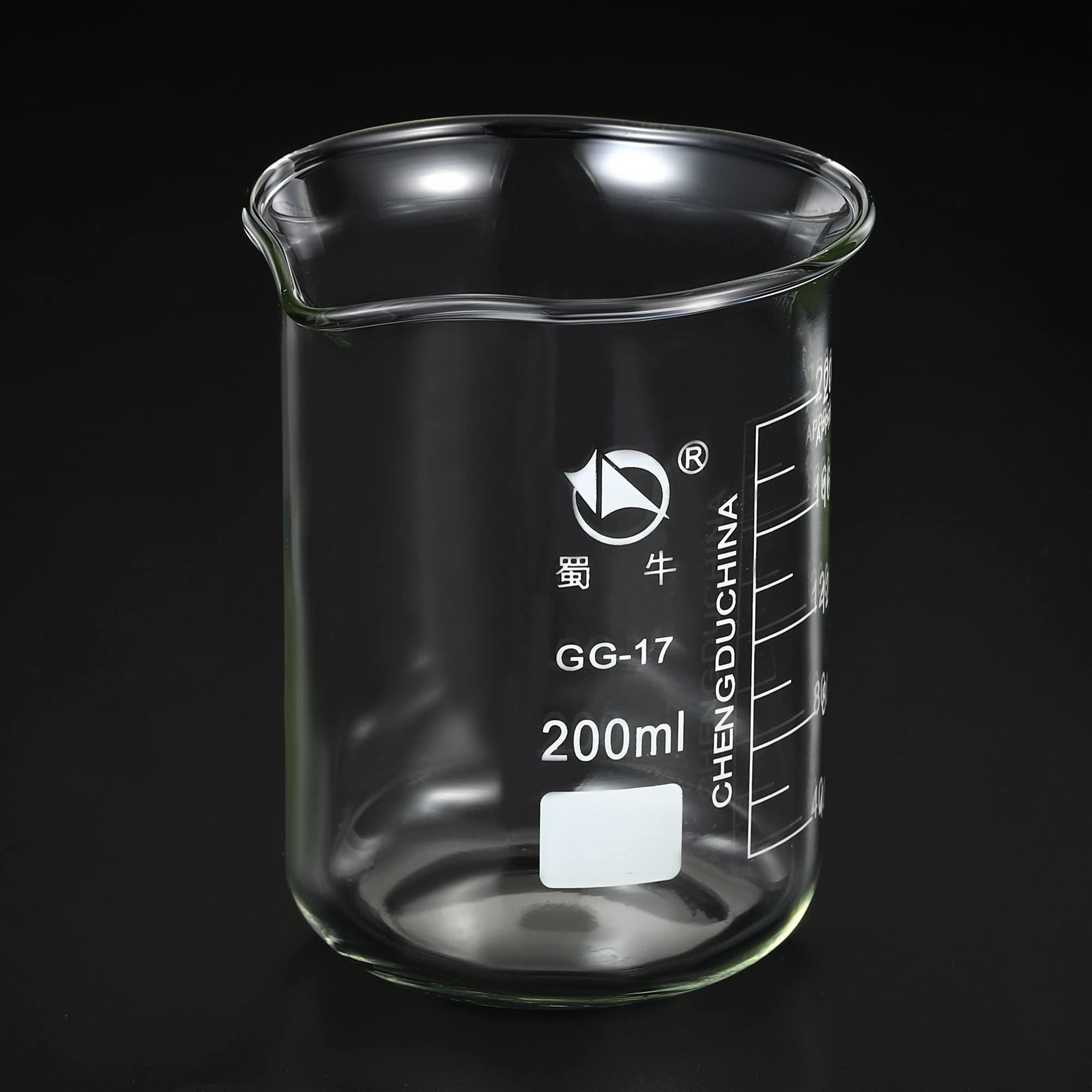 PATIKIL 200ml Low Form Glass Beaker, 3.3 Borosilicate Glass Graduated Printed Scale Measuring Cups with Spout for Kitchen Lab Liquids Transit Boiling — Amazon image 3