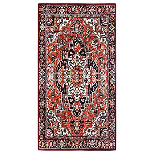Misiffa Oriental Medallion Kitchen Rug Runner, 2X4 Red Hallway Kitchen Runner Rug Non Slip Small Entryway Throw Rug For Laundry Room Hallway Bedroom Bathroom Rug Runner Carpet (Red, 2X4Ft) #TOP1