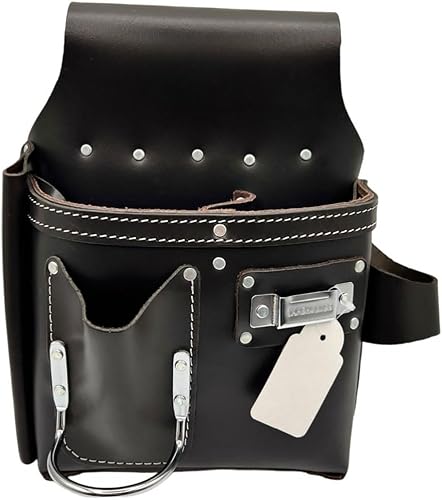 Miniatura 6 de Bolsa de herramientas de 3 bolsillos para paneles de yeso con soportes para alicates, martillo y cinta métrica, especialmente diseñada para