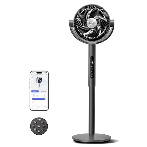Levoit 20dB Quiet Smart Pedestal Fans for Bedroom, 950CFM Ultra-High Airflow, 12H Timer with WiFi/Voice/Remoter, 43'' Auto 120°+90° Oscillating Standing Fan, 12 Speeds, 4 Modes, DC Motor - 20dB Quiet Smart Pedestal Fan