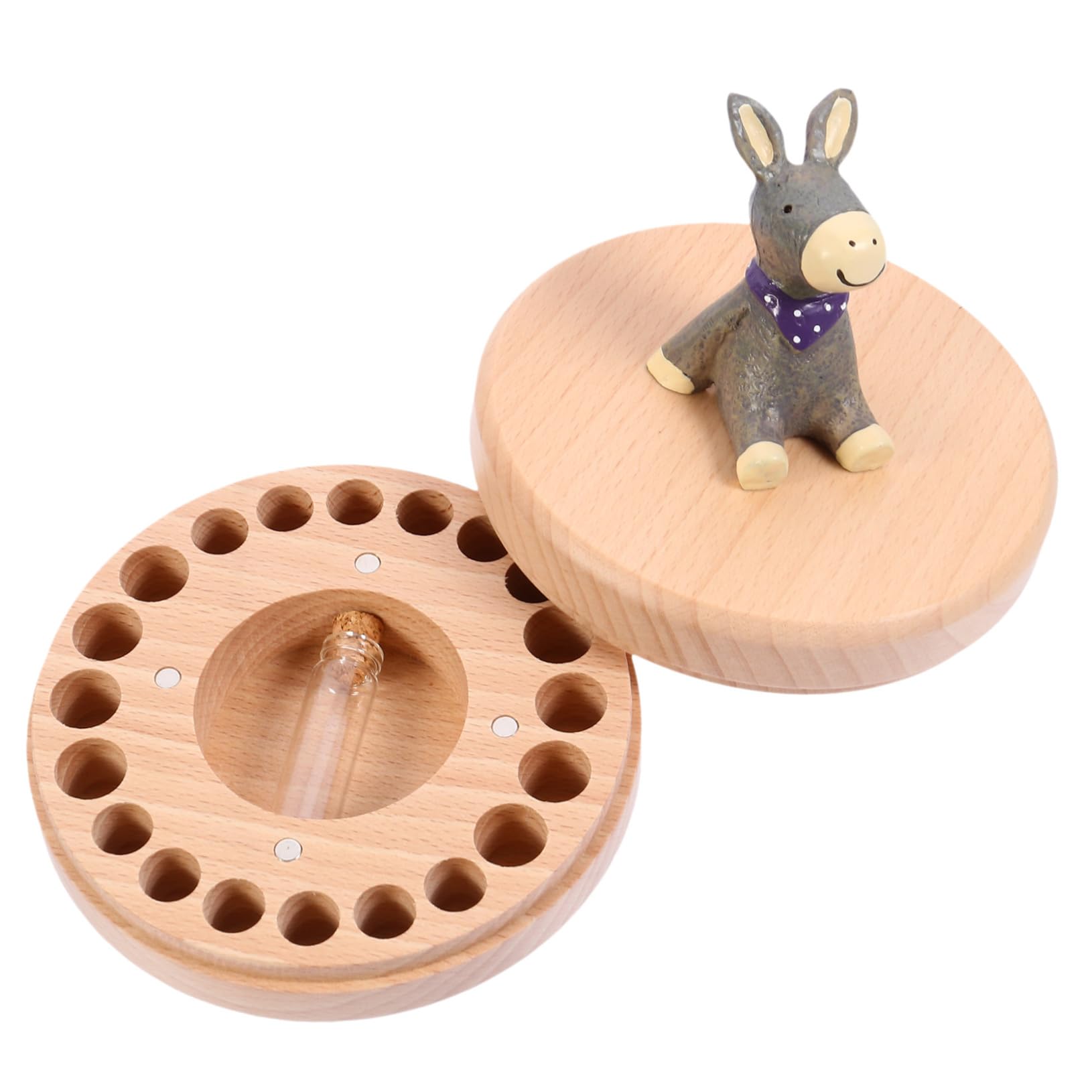 Boîte à Dents de Lait pour Conserver Souvenirs en Bois de Hêtre de Noël Nouvel An Protectrice et Sûre Doigts pour Garçon et Filles