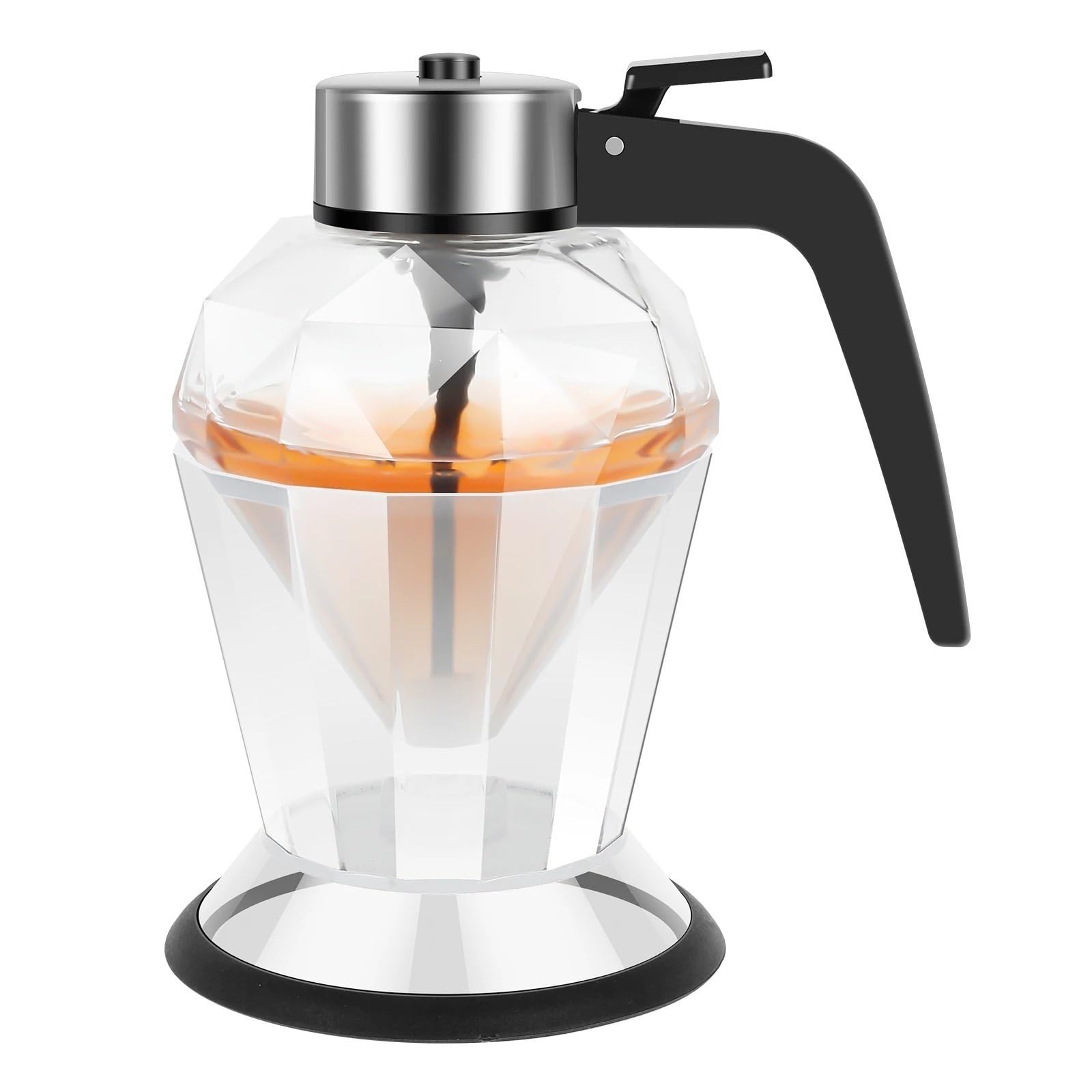 EnxJire Honey Dispenser 200ML Plastic/Glass Honey Dispenser No Drip Syrup with Stand Oil Bottle Vinegar Jar Cooking Tool Kitchen Gadgets(Glass)