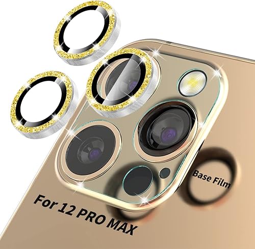Protector de lente de cámara con diamantes brillantes para iPhone 12 Pro Max (6.7 pulgadas), cubierta de metal antiarañazos a prueba de roturas,