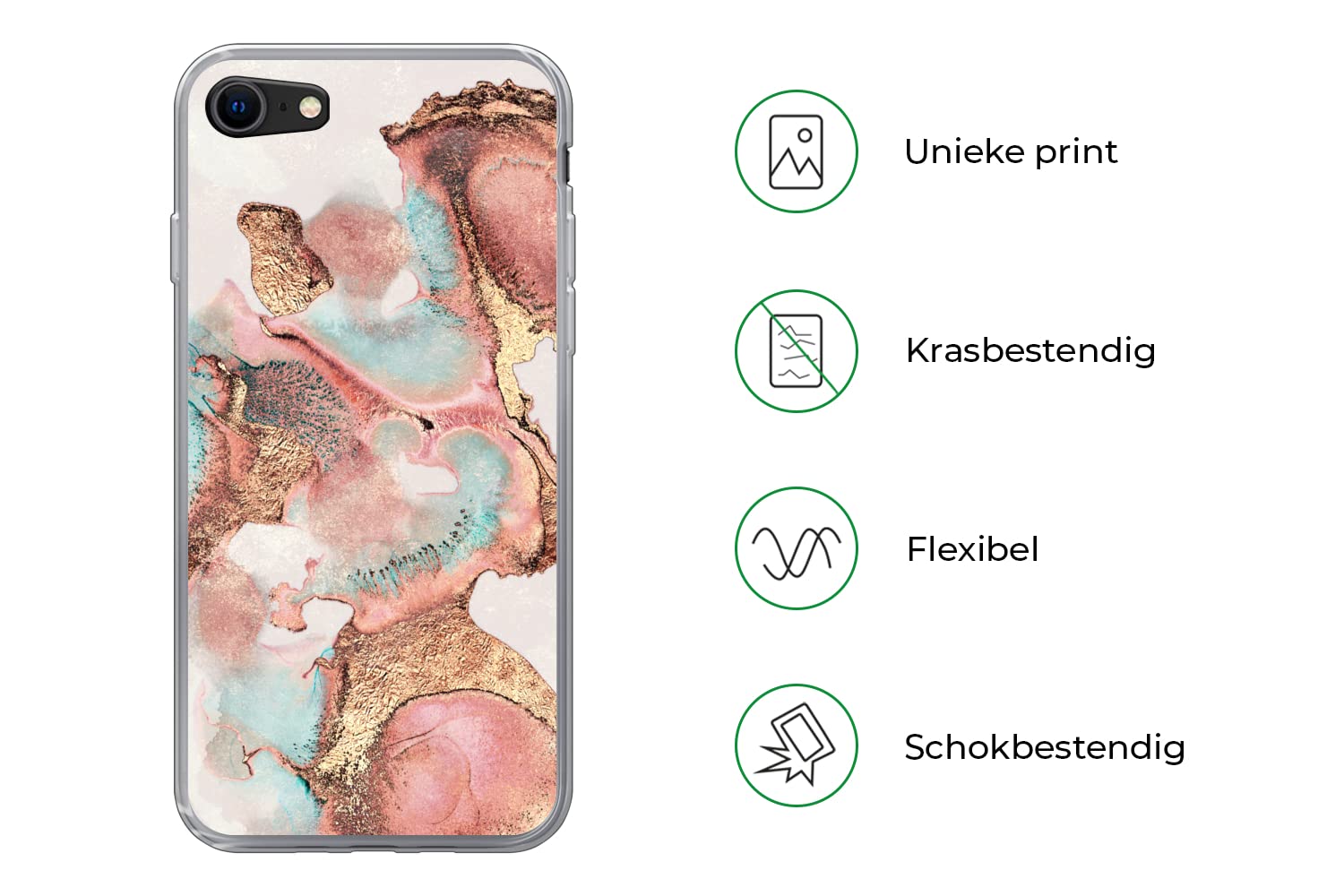 MuchoWow Funda para iPhone 8 - Tinta - Pastel - Abstracto - Funda de Silicona/Funda Blanda para teléfono móvil