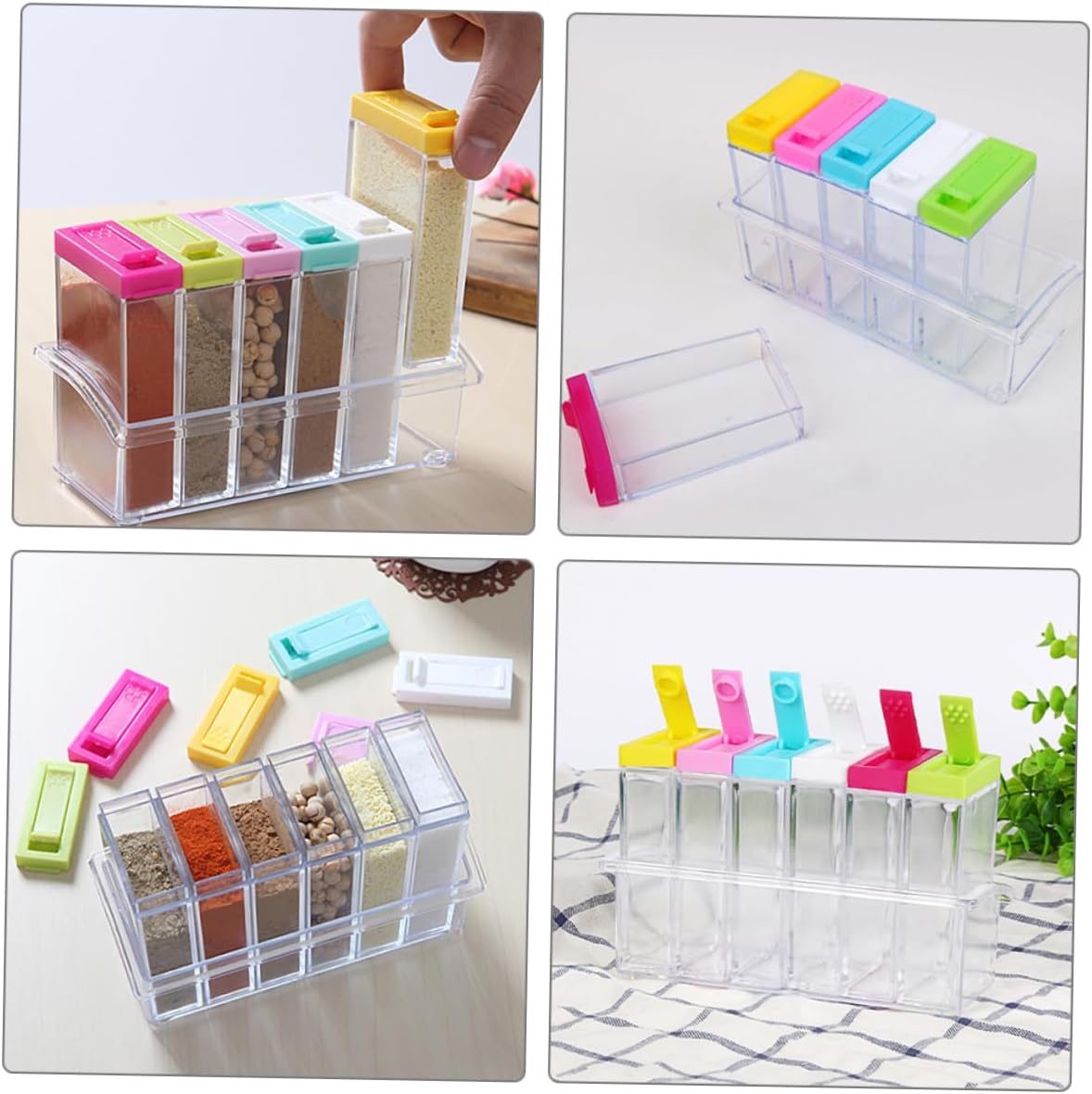 Unomor Ergonomic Shakers Non-slip Base Seasoning Powder Jar Multi-function Spice Organizer