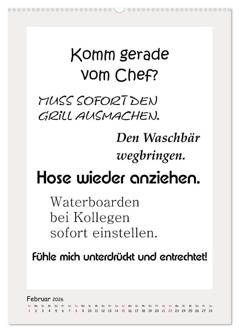 Sprüchekalender. Witziges fürs Büro (hochwertiger Premium Wandkalender 2026 DIN A2 hoch), Kunstdruck in Hochglanz: Sarkastische und lustige Bürosprüche für den Arbeitsplatz (CALVENDO Spass)