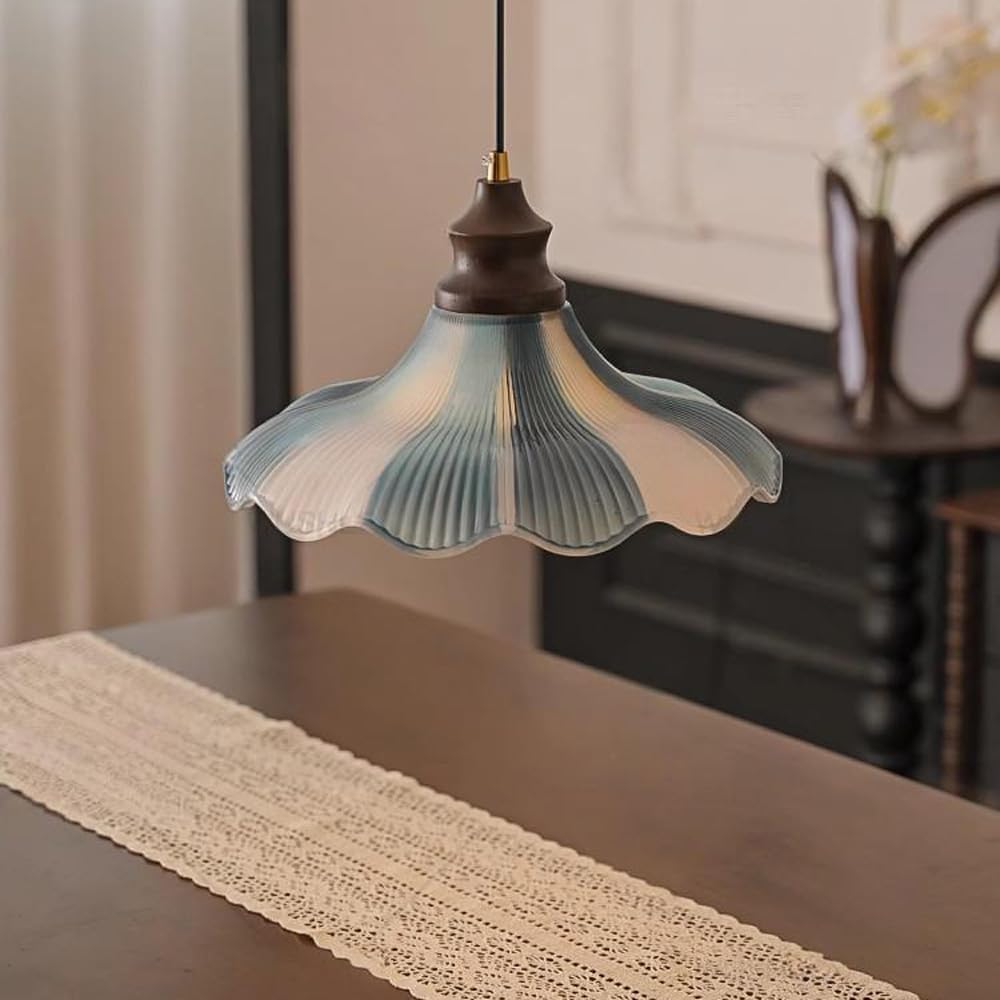 Abinlina Adjustable 13.8 Inch Glass Pendant Light with Brushed Brass Finish - Farmhouse Style Hanging Lamp for Kitchen Island, Dining Room, and Bedroom