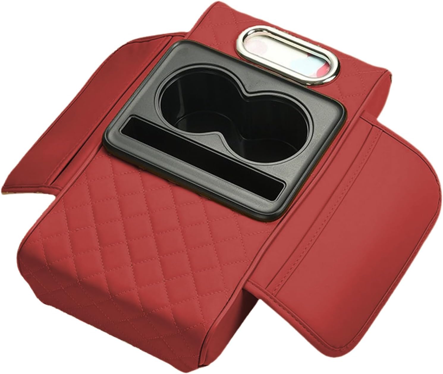 LMYLFHSG Center Console Box Organizer for Lincoln Nautilus Aviator Corsair Navigator L,Center Armrest Box Cover Large PU Leather Car Armrest Pad,Red