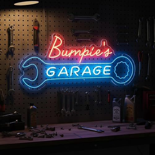 Miniatura 1 de Letrero de neón personalizado para garaje, letrero de luz LED personalizado con forma de llave, decoración de pared retro de mecánico de