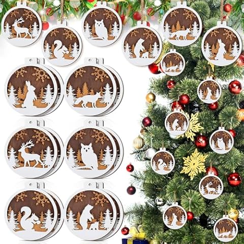 Soaoo 12 Pcs Christmas Farmhouse Rustic Ornaments Set Cover
