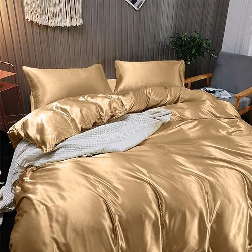 Miniatura 8 de Rico Bedding Juego de sábanas bajeras de satén 100% seda pura con 4 piezas, sábana bajera de satén de seda con bolsillo de 15 pulgadas de