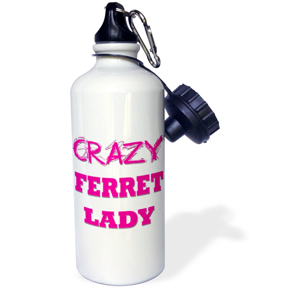 3dRose Crazy Ferret Lady, Sports Water Bottle, 620ml