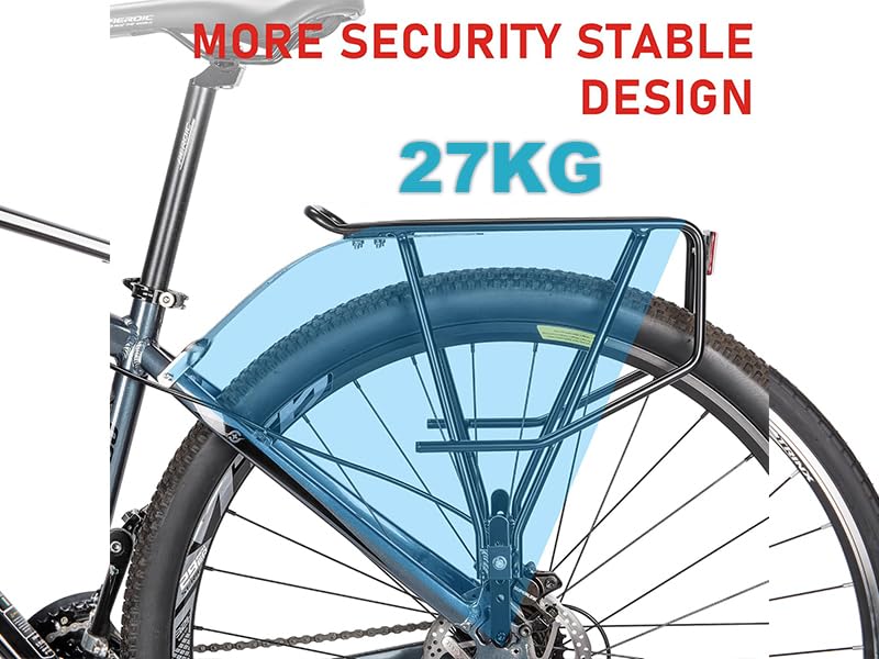 KONG MING CAR Universal Gepäckträger -Fahrrad Gepäckträger mit Seitenschienen für Satteltaschen,Leichtes Aluminium Fahrrad gepäckträger hinten für 26-29 Zoll, 27kg Traglast (H672 - Disc/V-Brake)