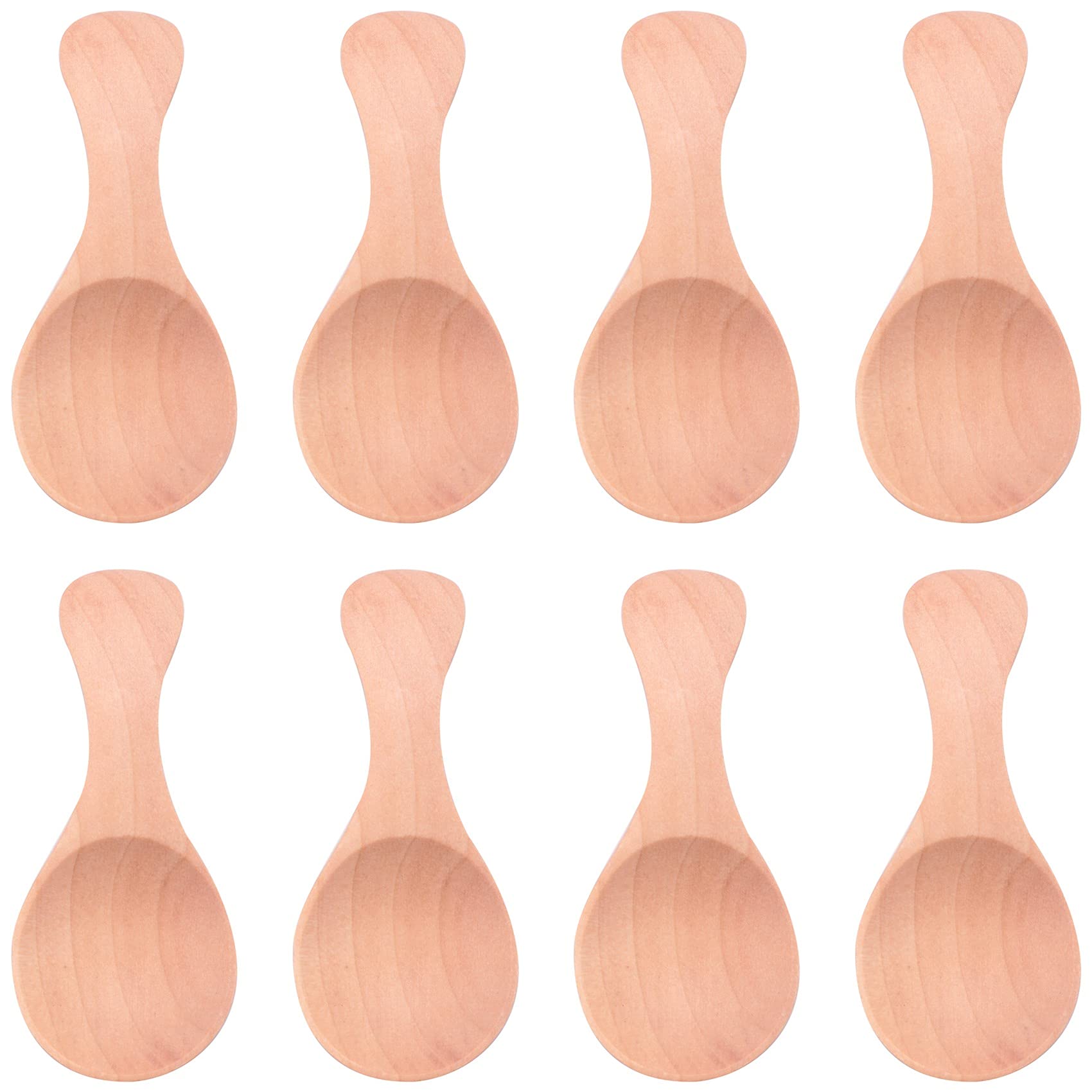 CTRLZS 8Pcs Small Wooden Salt Spoon Solid Wood Condiments Spoon Handmade Honey Teaspoon Seasoning Sugar Coffee Tea Jam Mustard Ice Cream Milk Crude Wood