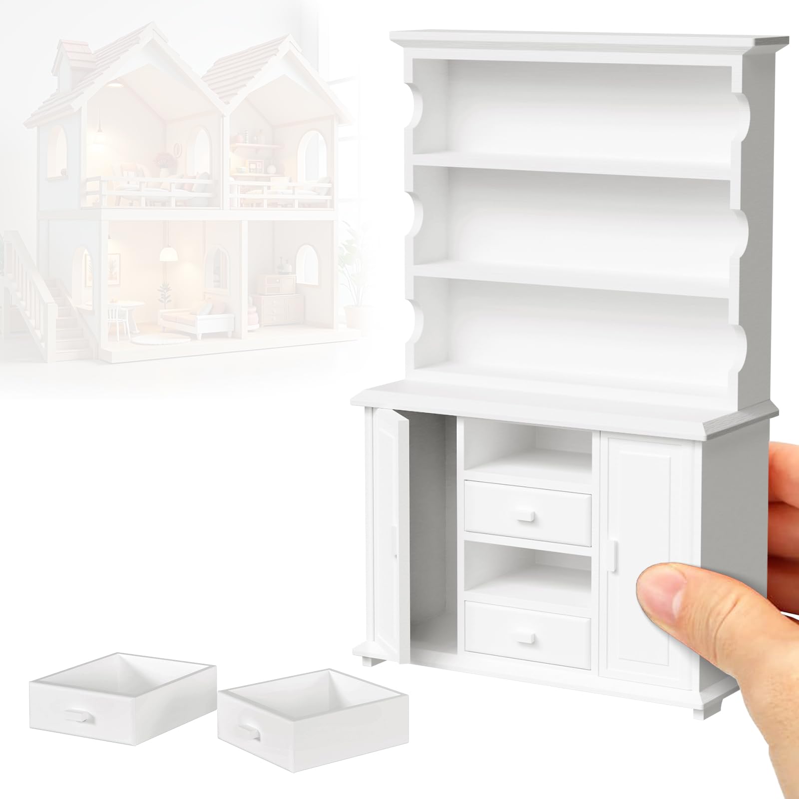 1:12 Scale Dollhouse Furniture Bookshelf, Miniature Bookshelf for Christmas and Birthday Gift for Kids, Dollhouse Bookshelf for Creative Play