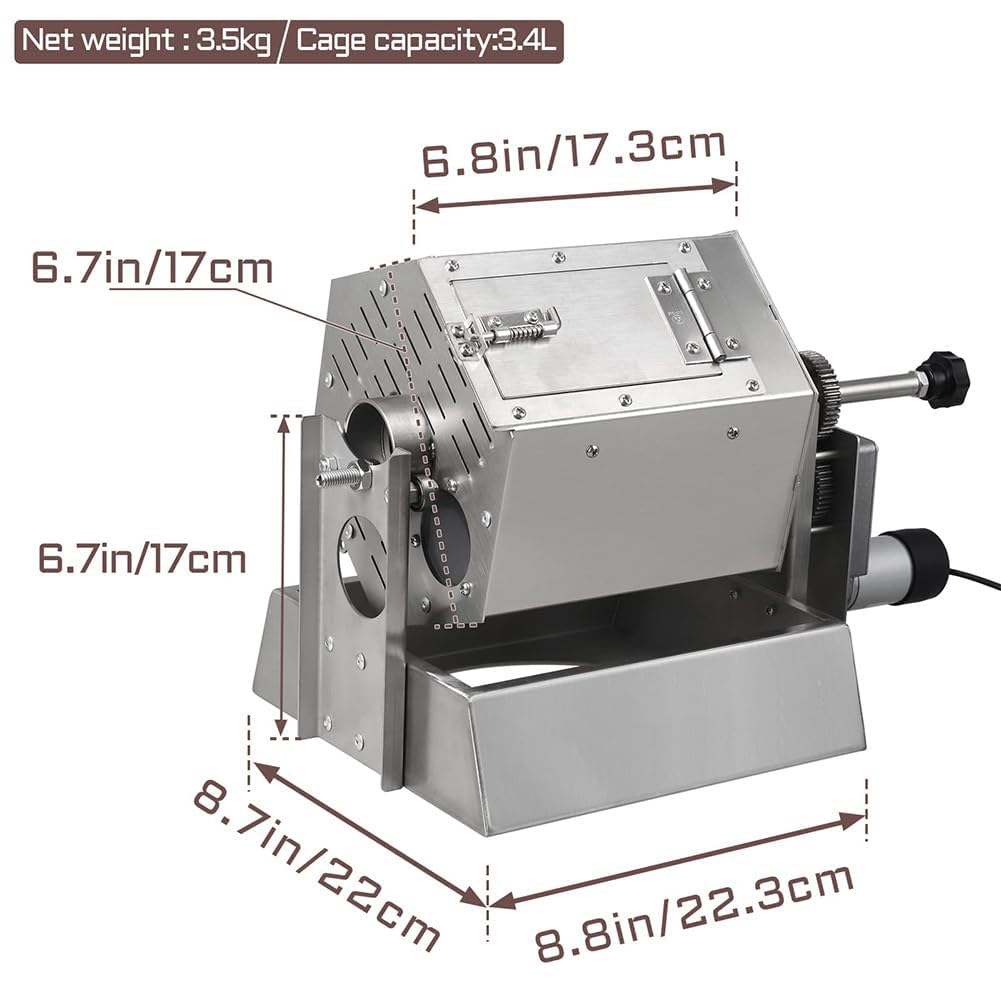 Tostatrice per chicchi di caffè professionale, tostatrice per chicchi di caffè elettrica a tamburo da 3,4 litri con termometro, tostatrice per chicchi di caffè a gas per uso domestico e commerciale