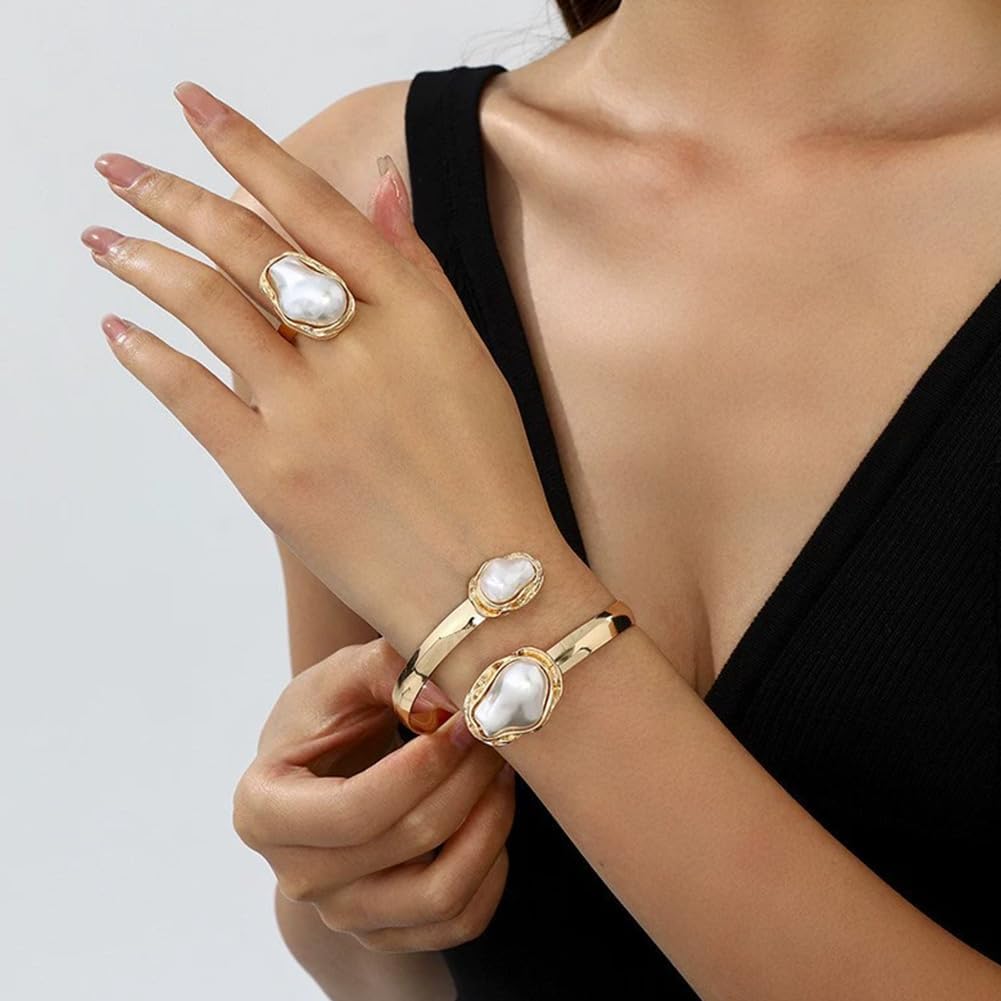 Geometric Baroque Pearl Statement Jewelry Sets for Women Trendy image 5