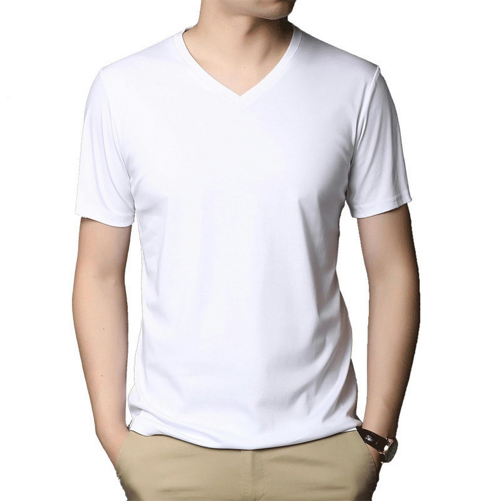 TEidea Koszulki męskie T-shirty męskie z krótkim rękawem dekolt w serek slim fit garnitur, 4-częściowy, na co dzień, duże rozmiary S-5XL dostępne