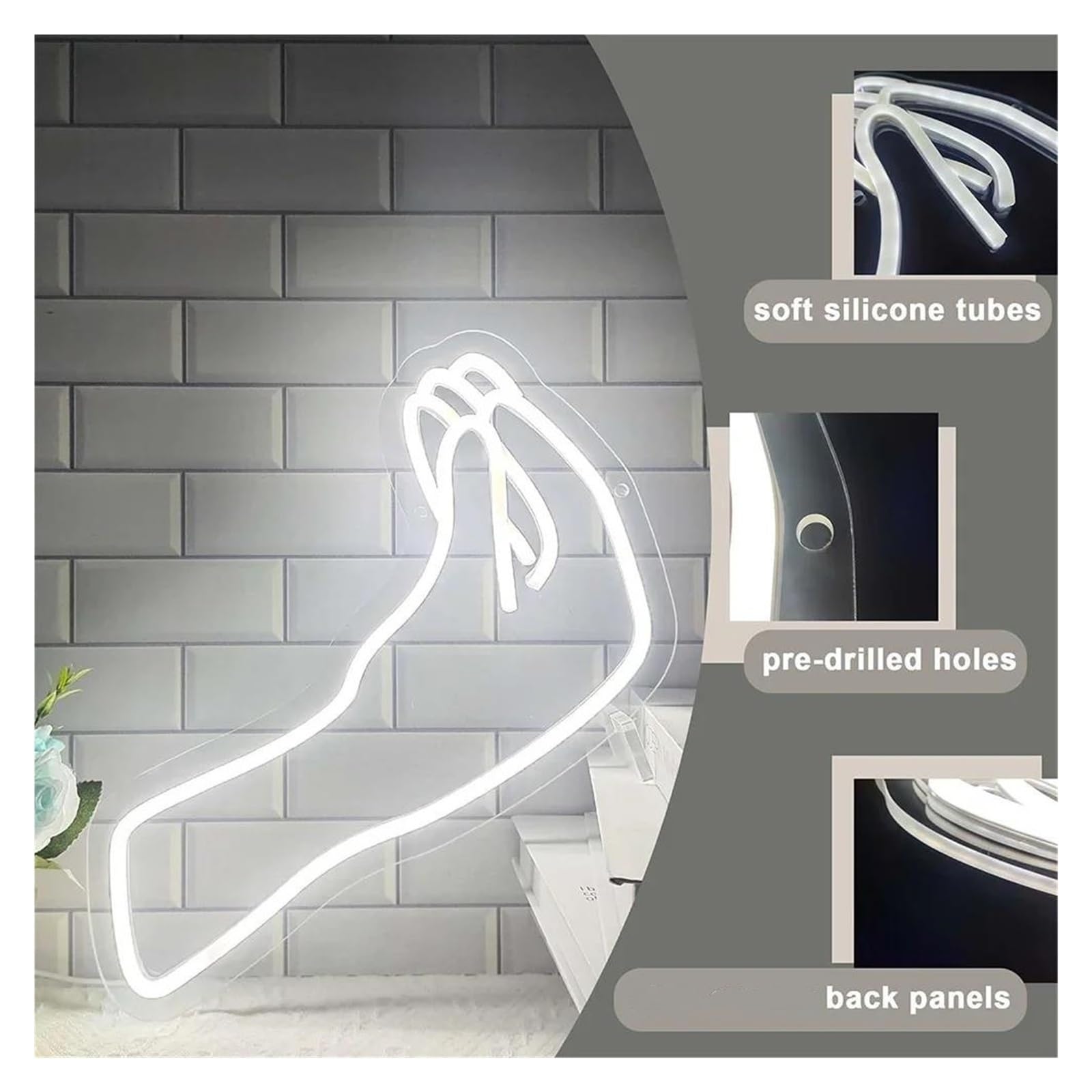 Insegna luminosa al neon Gesto della mano italiano per insegna al per neon Luce LED dimmerabile per USB per casa per Stanza Ristorante Bar Cucina Hotel Negozio Decorazione murale 33 cm × 31