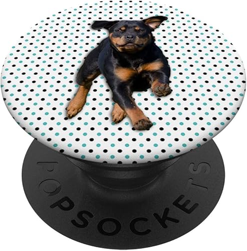 Lindo cachorro de Rottweiler para los amantes de Rottie PopSockets agarre y soporte para teléfonos y tabletas Negro