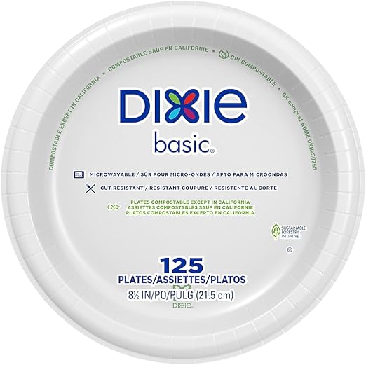 Dixie Basic Paper Plates, White