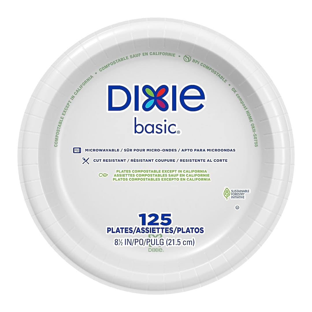 DixieBasic Paper Plates, White